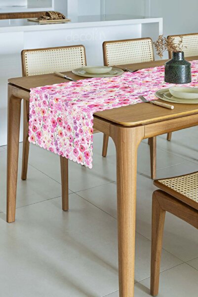 decofav Imprimare digitală cu model de flori roz în stil acuarelă - 48x135cm