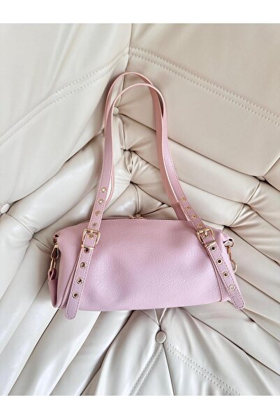 minebag Zaral Women's Shoulder Bag with Belt Strap Detail, Powder