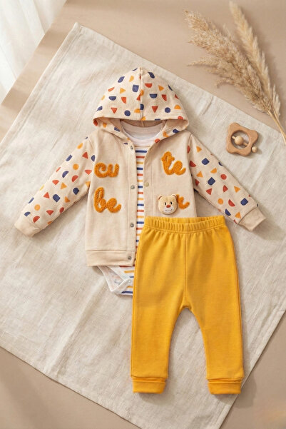 DYZSTAR Cute Embroidered 3-Piece Cotton Baby Boy Set