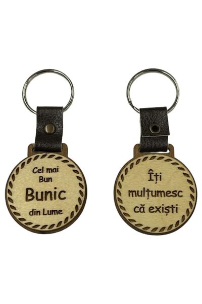 LimArt Personalized Keychain made of MDF Wood and Leather, "Best Grandfather"...
