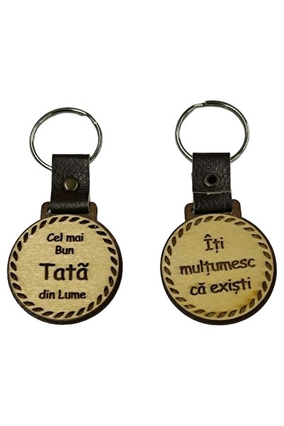 LimArt Personalized Keychain from MDF Wood and Leather, Model "Best Dad", Las...