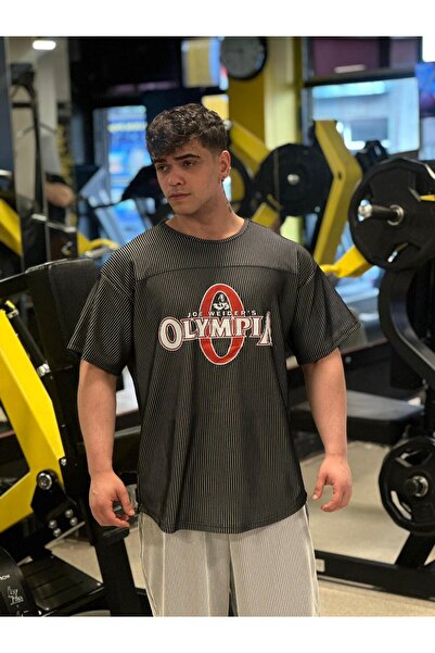 Goat Giyim Olympia Baskılı Oversize Dikey Çizgili Spor Gym Erkek T Tshirt