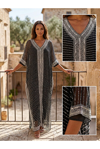 Rabiossa Kadın İşlemeli Lüks İthal Kaftan Elbise
