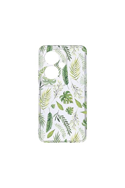 bestcase Прозрачен силиконов калъф 2ММ, Съвместим с OPPO A79 5G, Зелени листа...