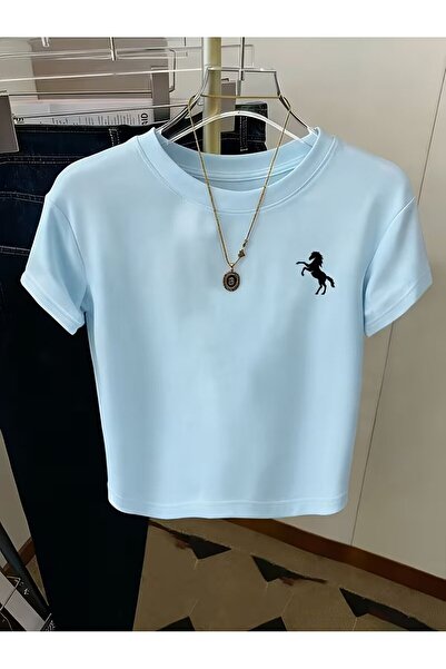 Le Savu Belt Boy Retro Horse Cropped Blouse
