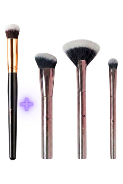 nascita Professional Oval Concealer Brush Nasbrush0136 + 3-Piece Metallic Mak...