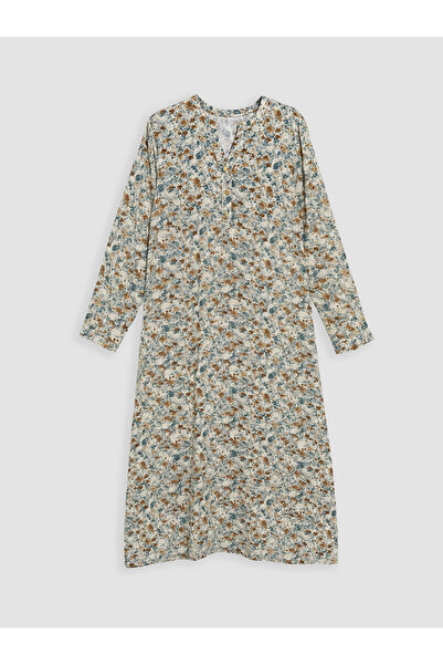 LC Waikiki Nevavm V-Neck Floral A-Line Dress with a Difference