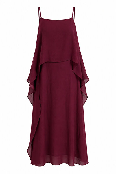 HAZELANNA Part Detailed Plum Dress