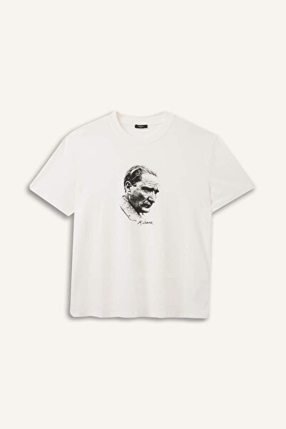 DeFacto Regular Fit Crew Neck Ataturk Printed Short Sleeve T-Shirt I1720Ax26Sm