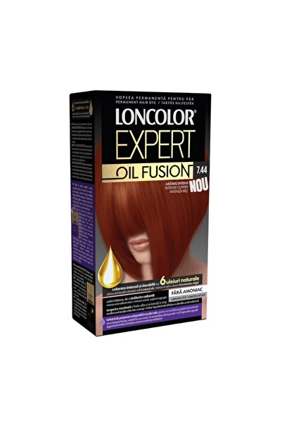 Loncolor Expert Set 3 x Vopsea de Par Permanenta Oil Fusion, 7.44 Aramiu Inte...