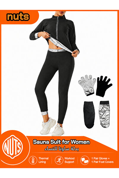 me-nimal Women's Sauna Suit Sweat Set for Weight Loss, Zipper Long Sleeve Top...