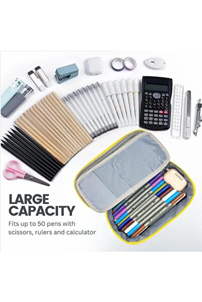 Project Nomad Tacti-cool Pencil Case – Large Pouch for School/Office Supplies, Multiple Pen Section & add-on accessories