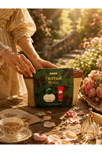 Angie Eternal Rose Set- Kadın Parfüm & El Kremi Seti – Boho Weave Beauty Pouc...