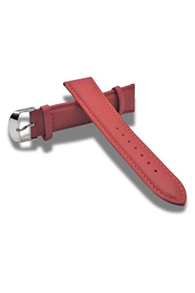 OEM Curea elegantă de ceas din piele roșie de 16mm cu cataramă argintie