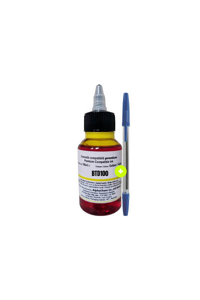 alphachem Set Flacon Cerneala Compatibil Brother BTD100 Yellow 100ml cu Picur...