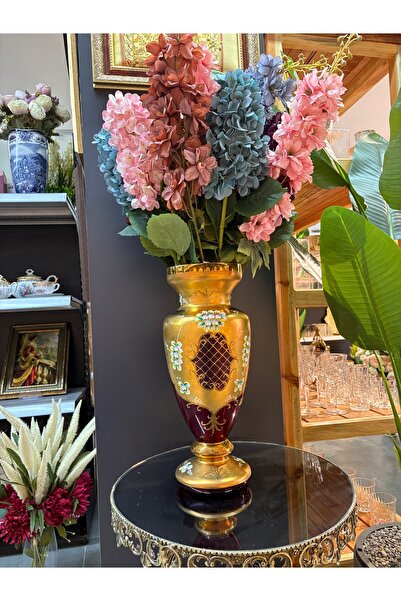 ÇEKOSLAVAK Handmade Painted Crystal Vase 46 cm