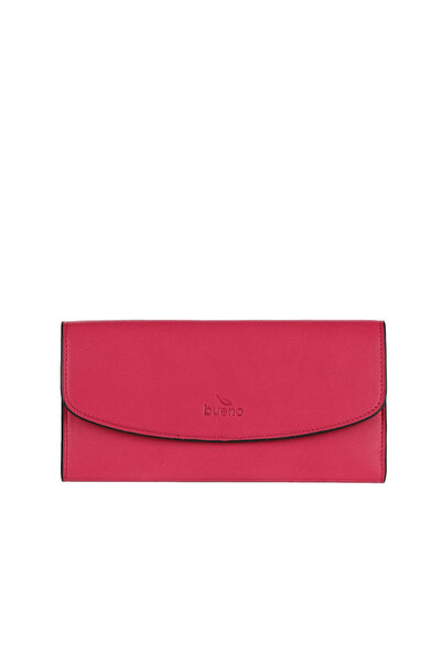 BUENO Portofel de damă din piele închisă la culoare fucsia
