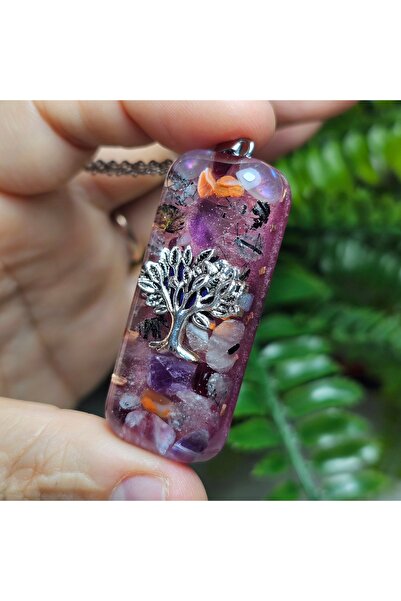Singincraft Silver Tree of Life - Agate - Quartz Orgonite Pendant - Steel Chain (Handmade Design Products)