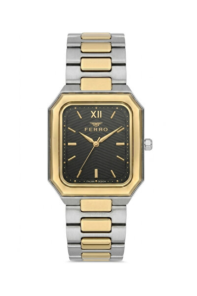 FERRO Yellow and Silver Steel Cord Men's Wristwatch F11768A-D2 3Atm Water Res...