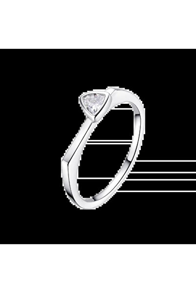 Lisa&Co. Inel Argint Triangle Stone 56 mm / Argint placat cu rodiu / Zircon alb