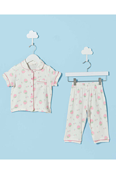 REDTAG Infant Girls Ivory Allover Print Pyjama Set
