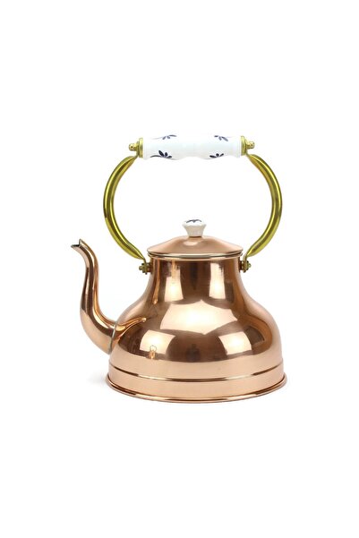 Destilatori Shiny Copper Kettle 1.5L with Bronze and Porcelain Handle, Made i...