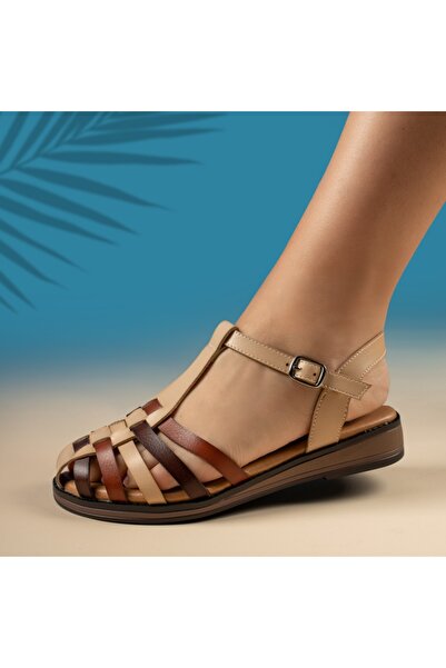 Modlet.ro Women's beige flat sandals MOD14310