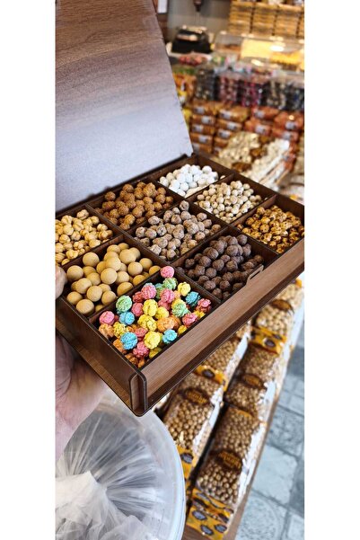 Dündarlar Karışık Tavşanlı Leblebisi Lüx Ahşap Kutulu Hediyelik 9 Çeşit Leble...