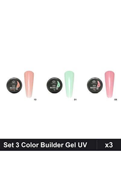 global fashion Set 3 Color Builder Gel UV 15g - Nr.10 Nr.01 Nr.08