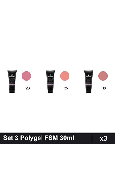 FSM Set 3 Polygel 30ml - Nr.20, Nr.25, Nr.19 - Constructie Unghii