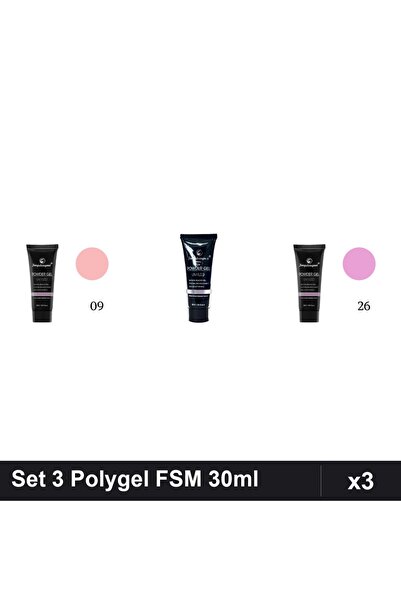 FSM Set 3 Polygel 30ml - Nr.09, Nr.14, Nr.26 - Constructie Unghii