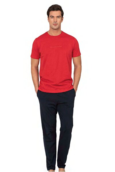 Pierre Cardin 6135 Men's Red Short-Sleeved Round Neck Pajama Set