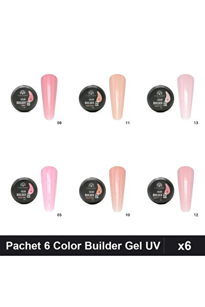 global fashion Set 6 Color Builder Gel UV 15g - Nr.05 Nr.08 Nr.10 Nr.11 Nr.12...