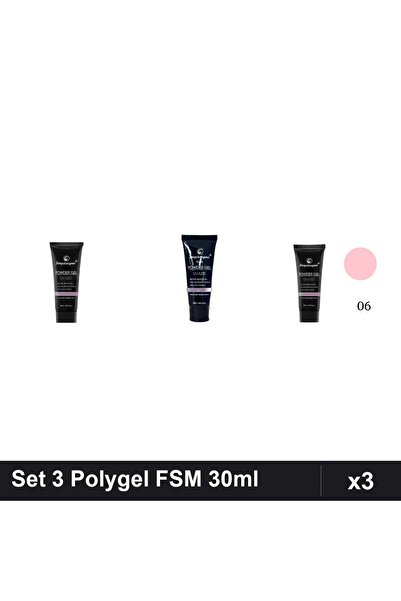 FSM Set 3 Polygel 30ml - Nr.01 Clear, Nr.15, Nr.06 - Constructie Unghii