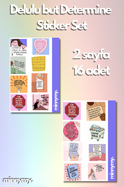 Minnymy Delulu but Determined Collection Sticker, Çıkartma, Ajanda, Günlük, P...