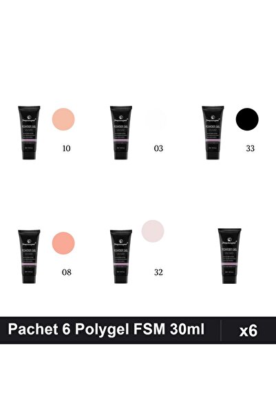 FSM Set 6 Polygel 30ml - Nr.01, Nr.03, Nr.08, Nr.10, Nr.32, Nr.33 - Construct...