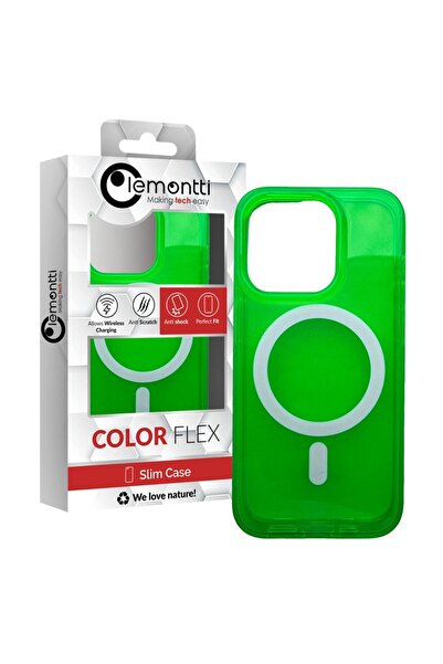 lemontti Husa Neon Hybrid MagSafe iPhone 15 Pro Verde