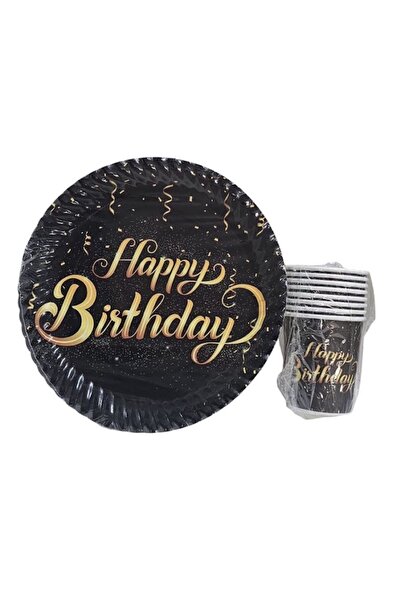 Generic PARTİCİMDEN Yaldızlı Altın Sarısı Happy Birthday Doğum Günü Tabak Bar...
