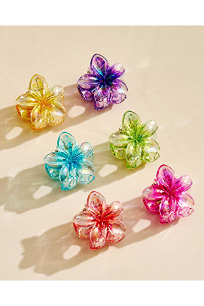 REDTAG Girls Assorted Flower Hair Clip 6 Piece Set