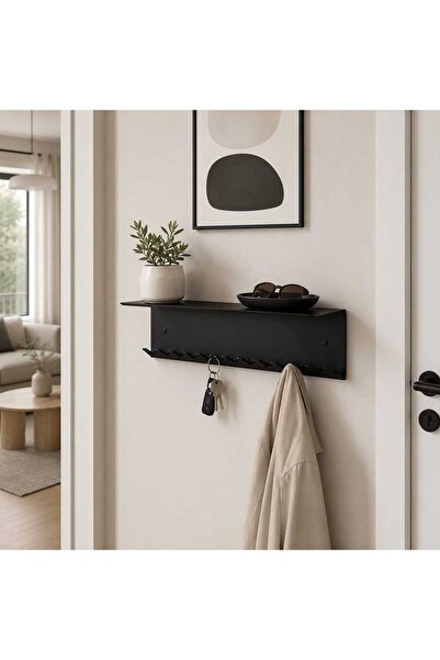 Doqudesign Dekoratif Metal Duvar Raflı Askı-Antre Ve Hol İçin