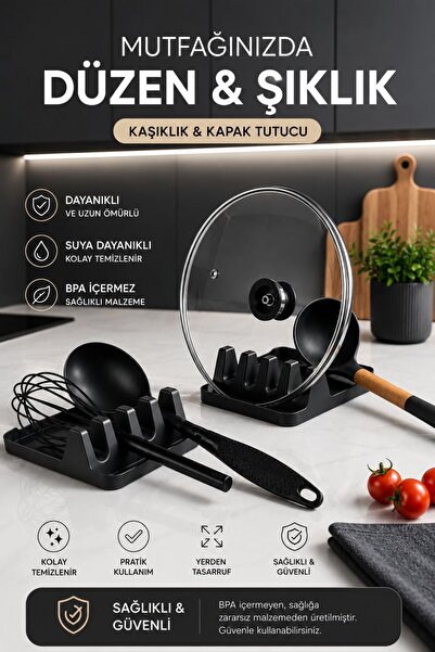 Funny Life Spoon Rest and Pot Lid Holder Organizer Bpa Free Kitchen Spoon Stand