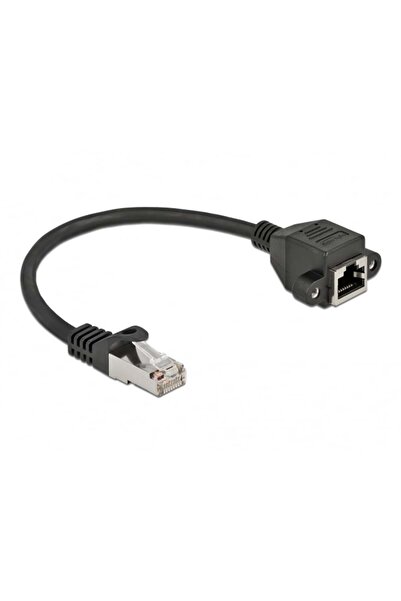 DELOCK Verl√§ng. S/FTP RJ45 Ste.< RJ45 Bu. Cat.6A 25cm Black