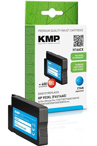 KMP Cartuș HP 953XL (F6U16AE) cyan 2000 S. H166 Hybrid-Chip reîncărcat