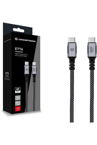 CONCEPTRONIC Cablu USB-C3.2->C 100W/PD3.0 20Gbs 1.20m sw