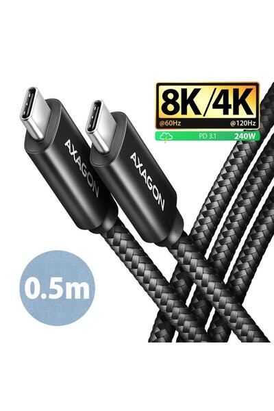 Axagon CABLE USB-C TO USB-C 0.5M 240W/8K BLACK BUCM4X-CM05AB