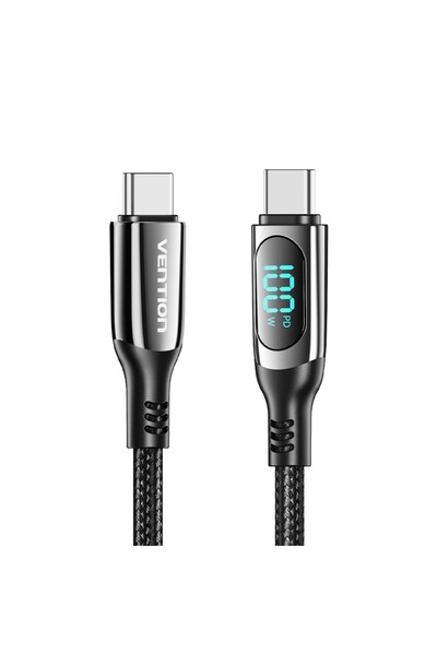 Vention Kabel USB-C do USB-C USB 2.0 5A 1.2m z wy≈õwietlaczem czarny