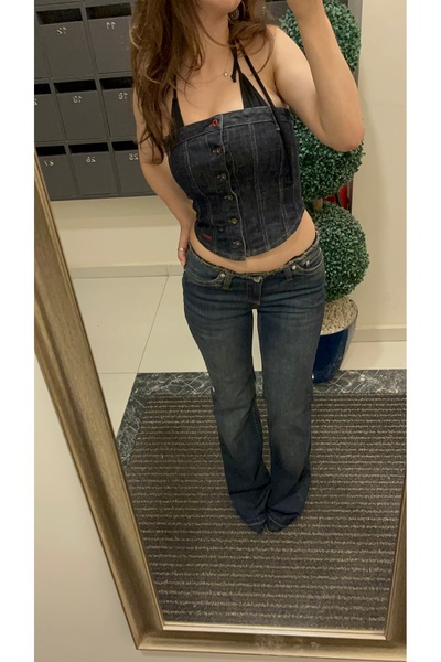 Messy Girls Super Low Waist Cut-Out Trend Straight Flare Cut Jean