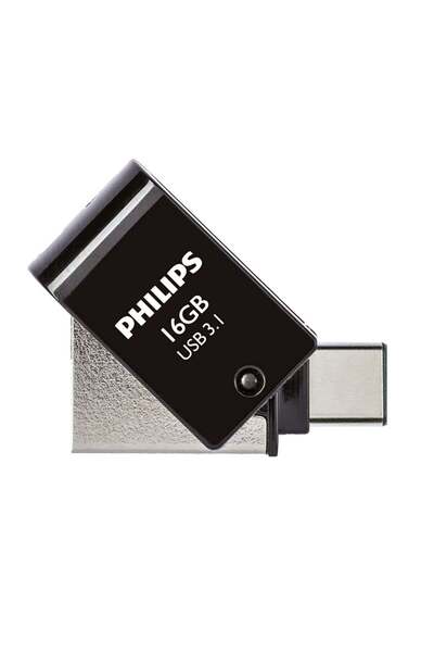 Philips 2 în 1 OTG 16GB USB 3.1 + USB C Negru miez de noapte