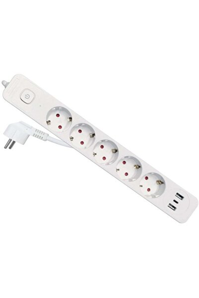 EQUIP Prelungitor cu 5 prize Schuko/2 prize USB-A/1 priză USB-C+Întrerupător,...