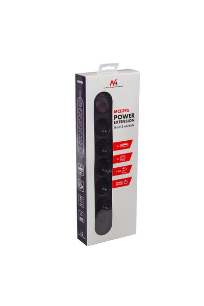 Maclean Prelungitor cu 5 prize + 3 porturi USB, 110-240V AC 50/60HZ, 2.1A MAX...